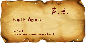 Papik Ágnes névjegykártya